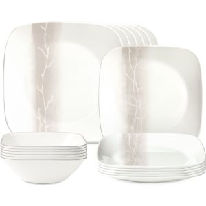 Corelle® Square Wandering Grove 18-piece Dinnerware Set. Service for 6